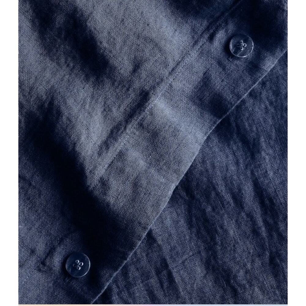 Quince Twin Linen Duvet Cover ONLY Navy Blue European Flax NEW - Picture 2 of 6
